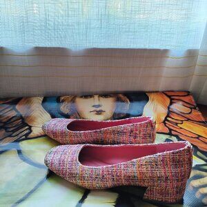 NWT Women's Preppy Pink Tweed Pump Donald Pliner